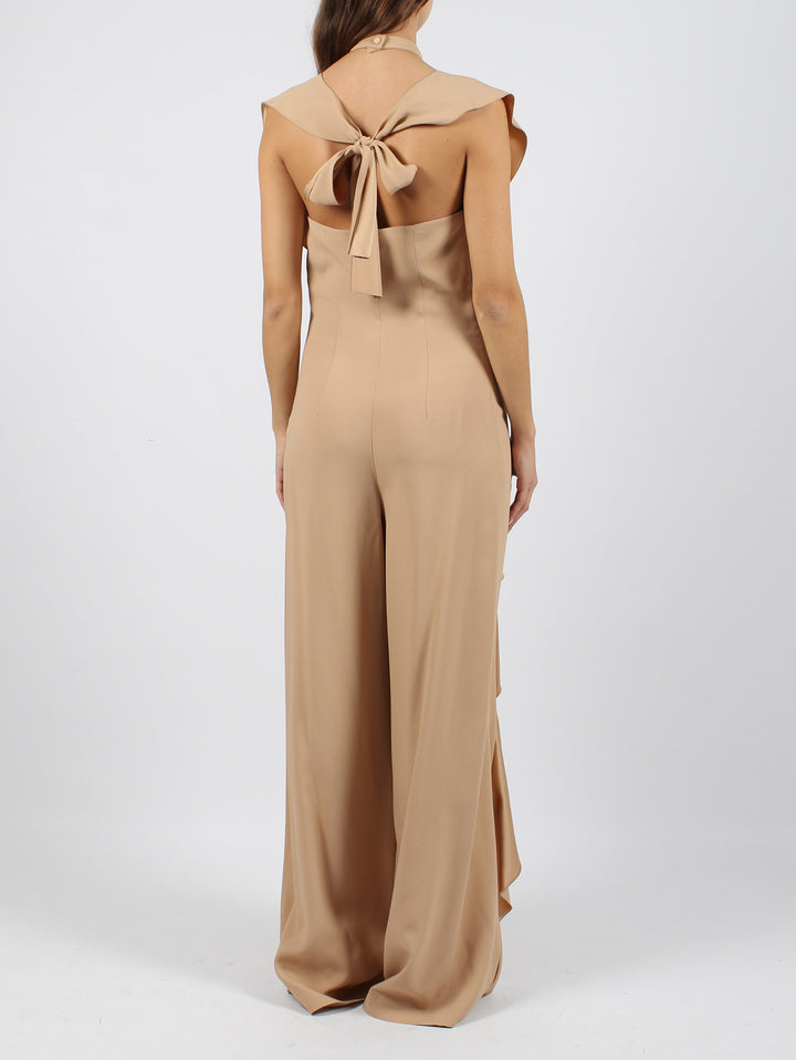 Ruffled enver satin jumpsuit