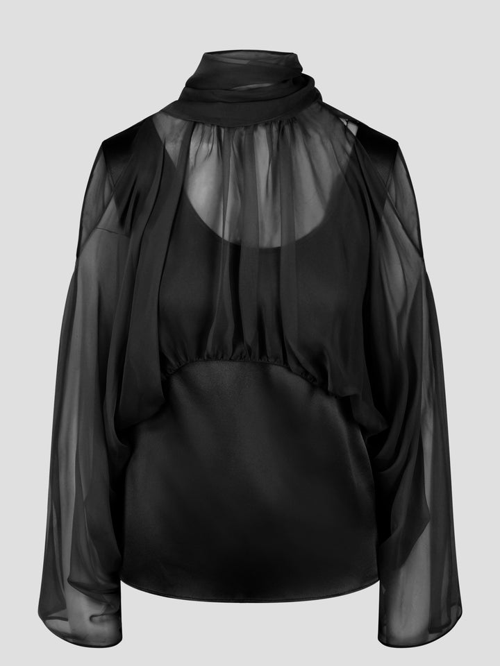 Satin and organza shirt