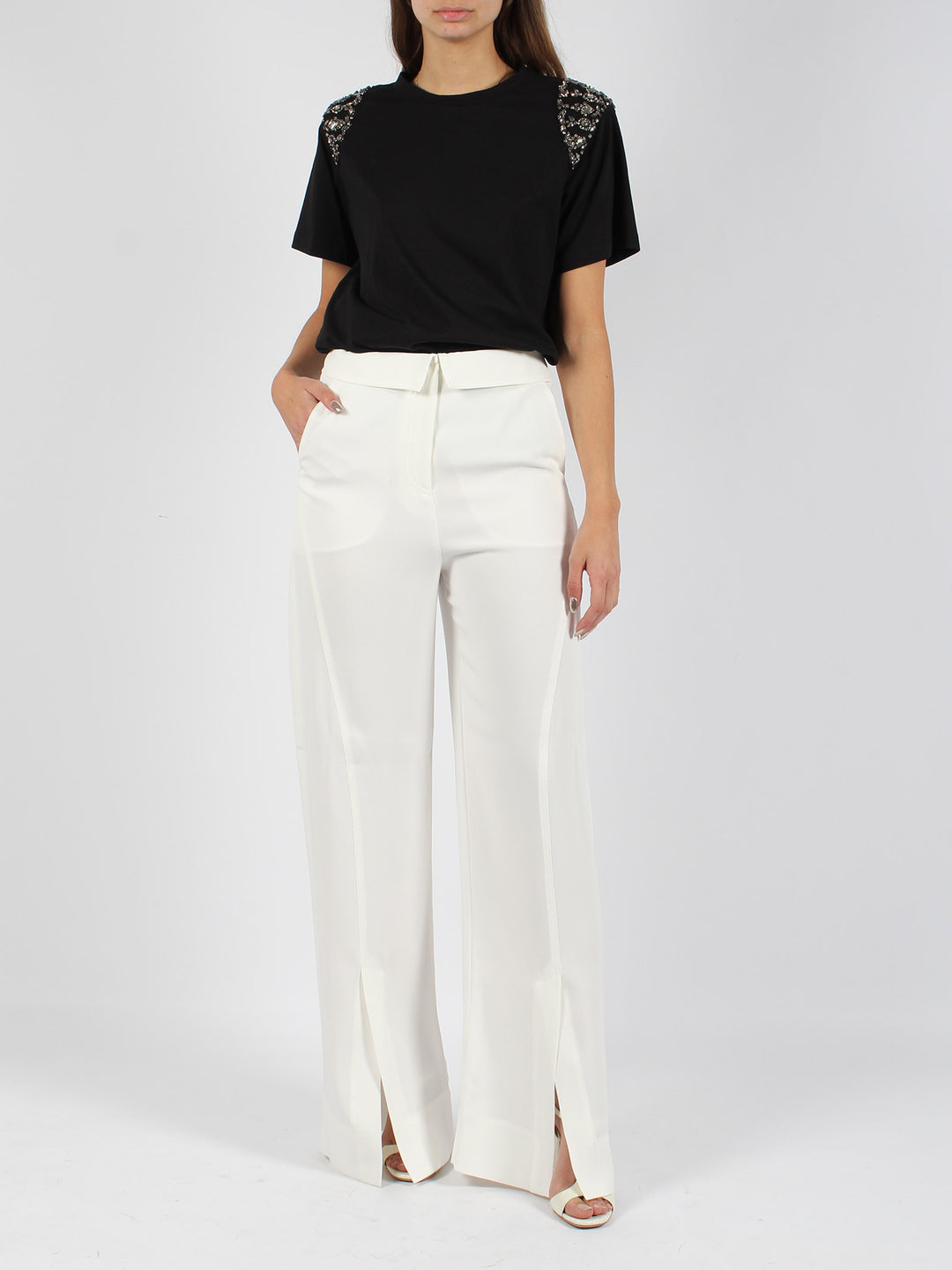 Crepe satin palazzo trousers