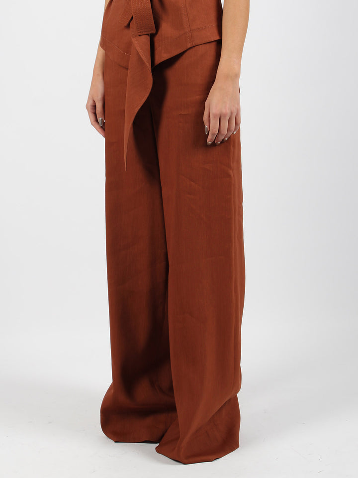 Wide-leg viscose linen trousers