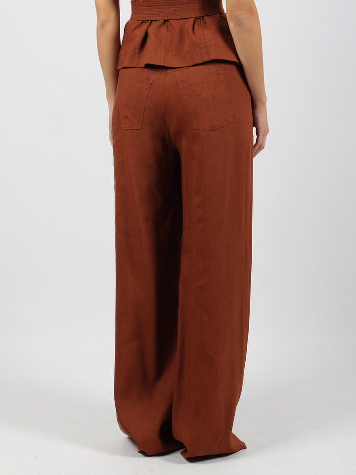 Wide-leg viscose linen trousers