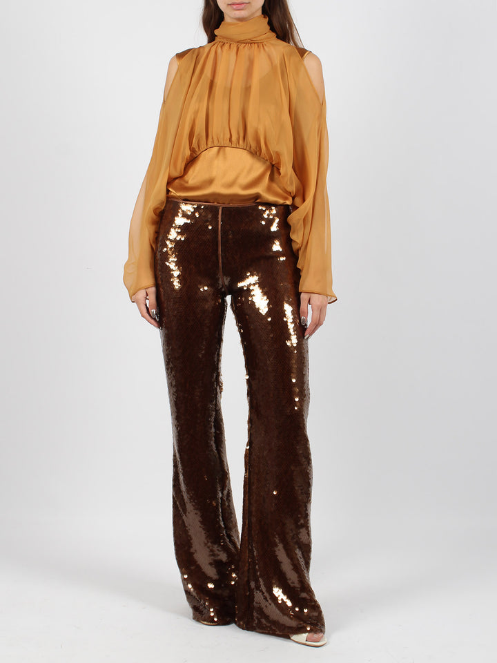 Sequins flared trousers