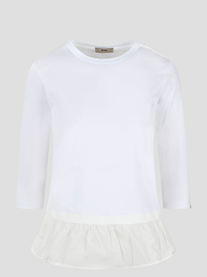 Chic cotton jersey and new techno taffetà long-sleeved t-shirt