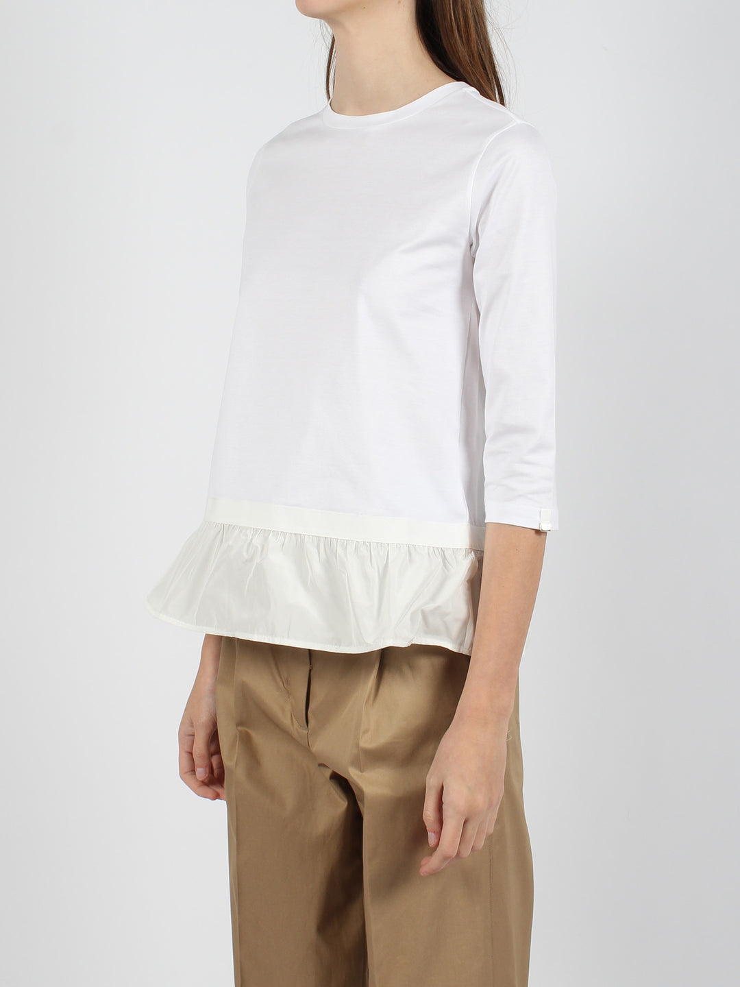 Chic cotton jersey and new techno taffetà long-sleeved t-shirt