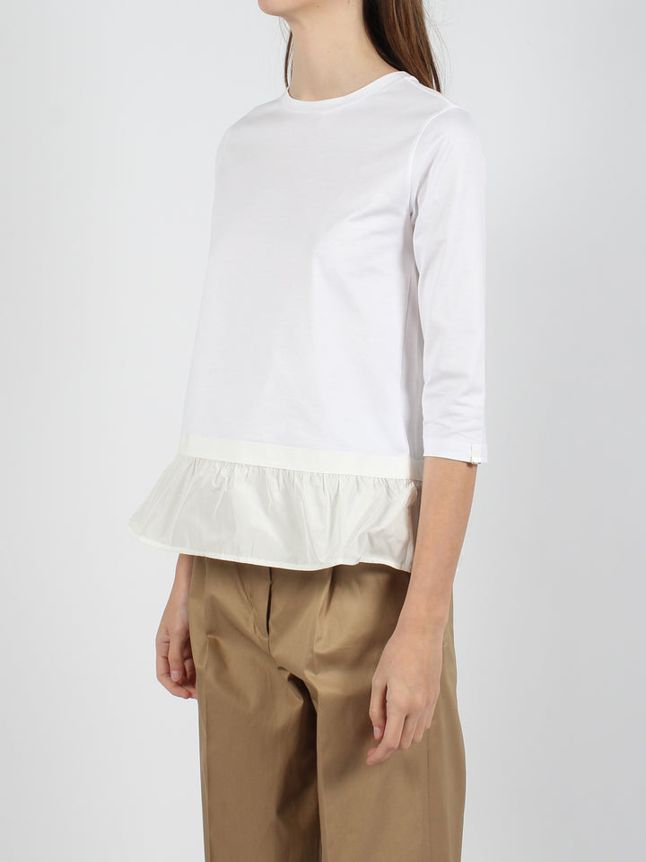 Chic cotton jersey and new techno taffetà long-sleeved t-shirt