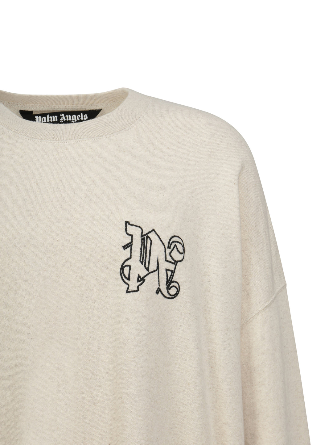 Linen and cotton sweatshirt with embroidered monogram