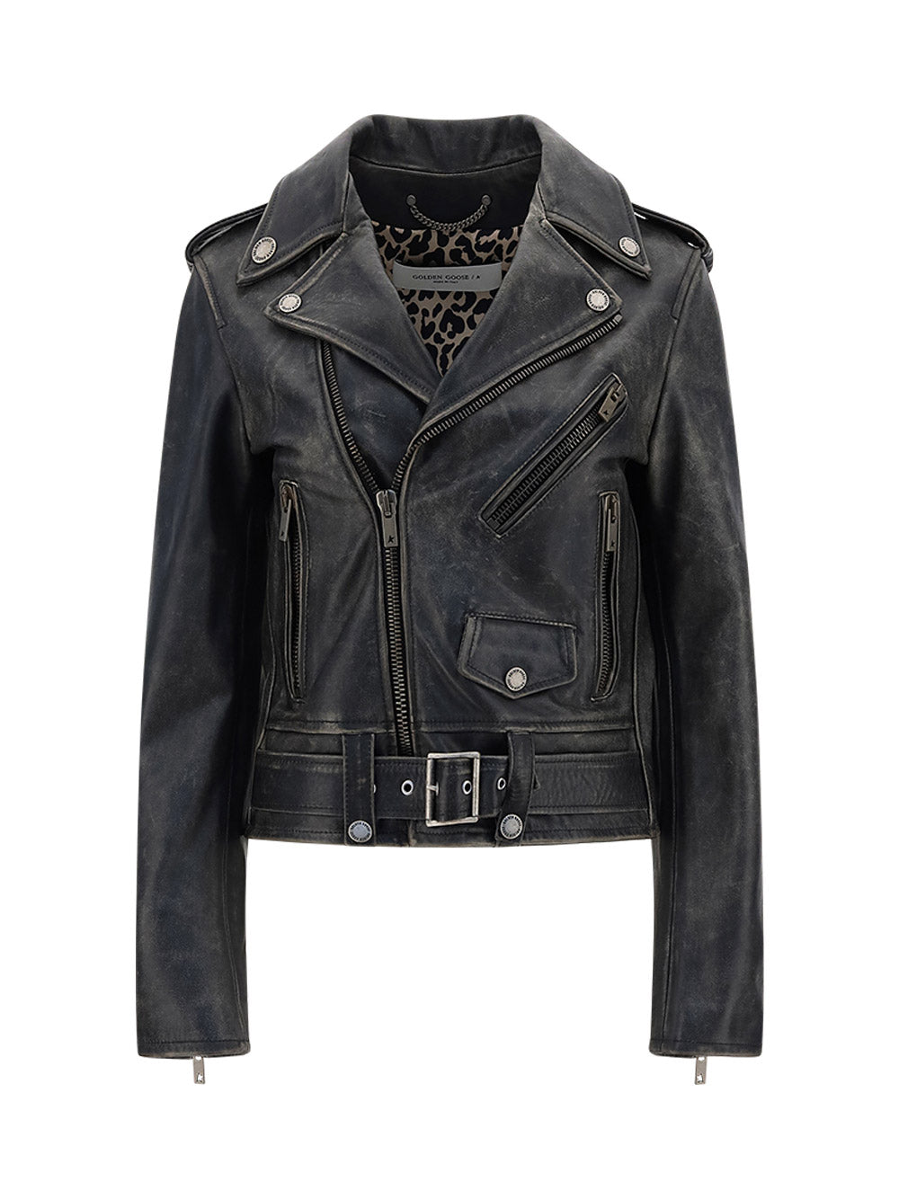 Slim Fit biker leather jacket