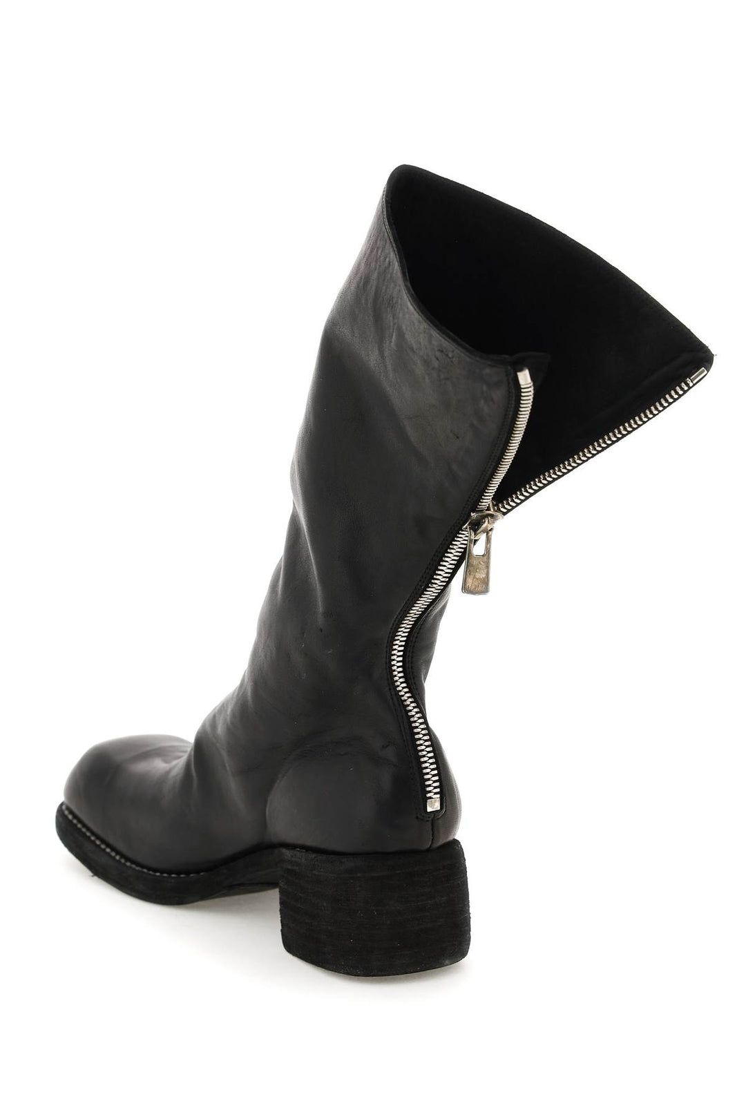 Squared Toe Leather Boots - Guidi - Women