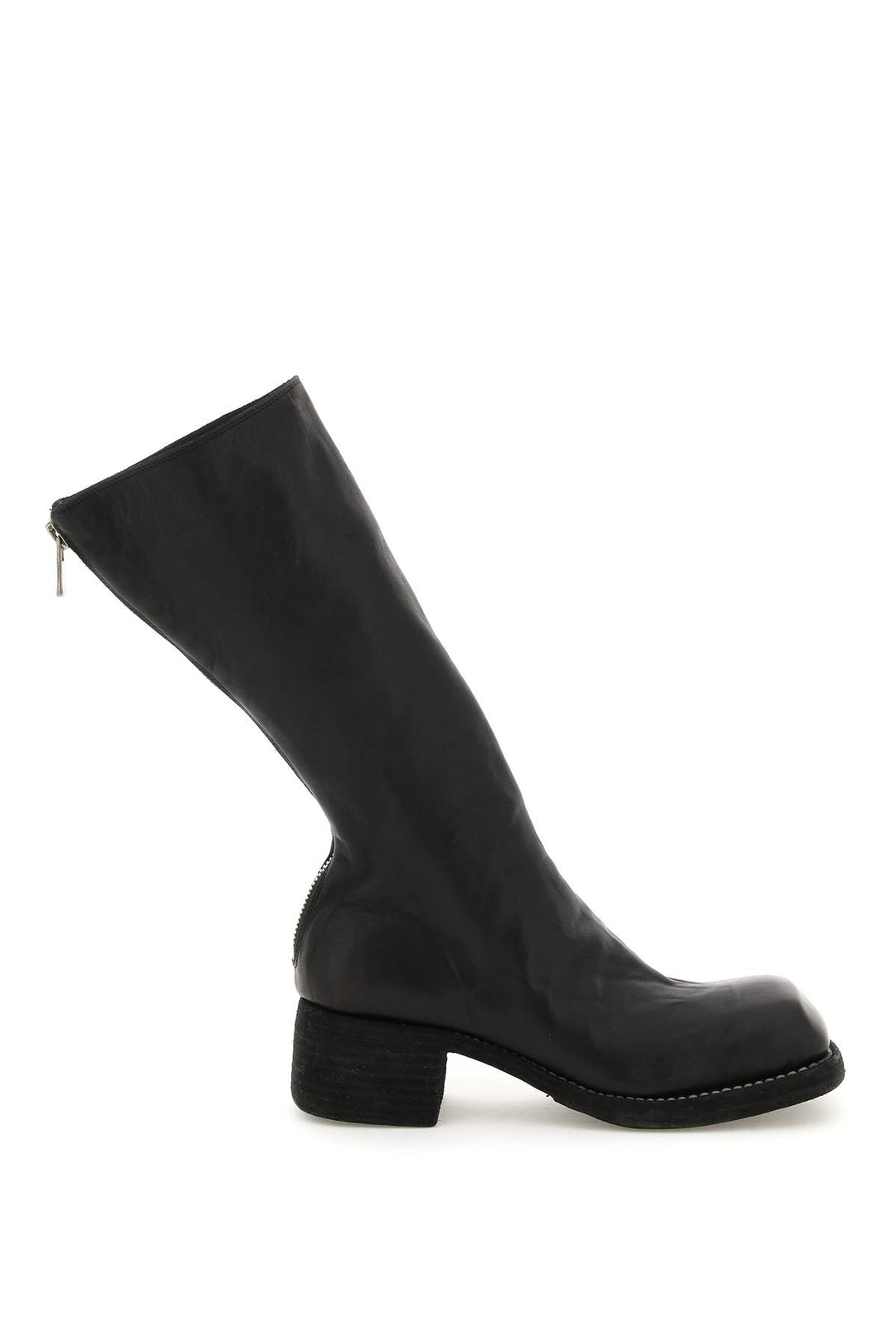 Squared Toe Leather Boots - Guidi - Women