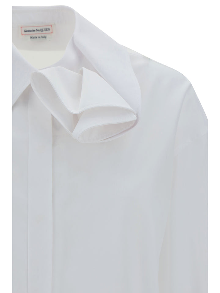 Cotton shirt with frontal rouches