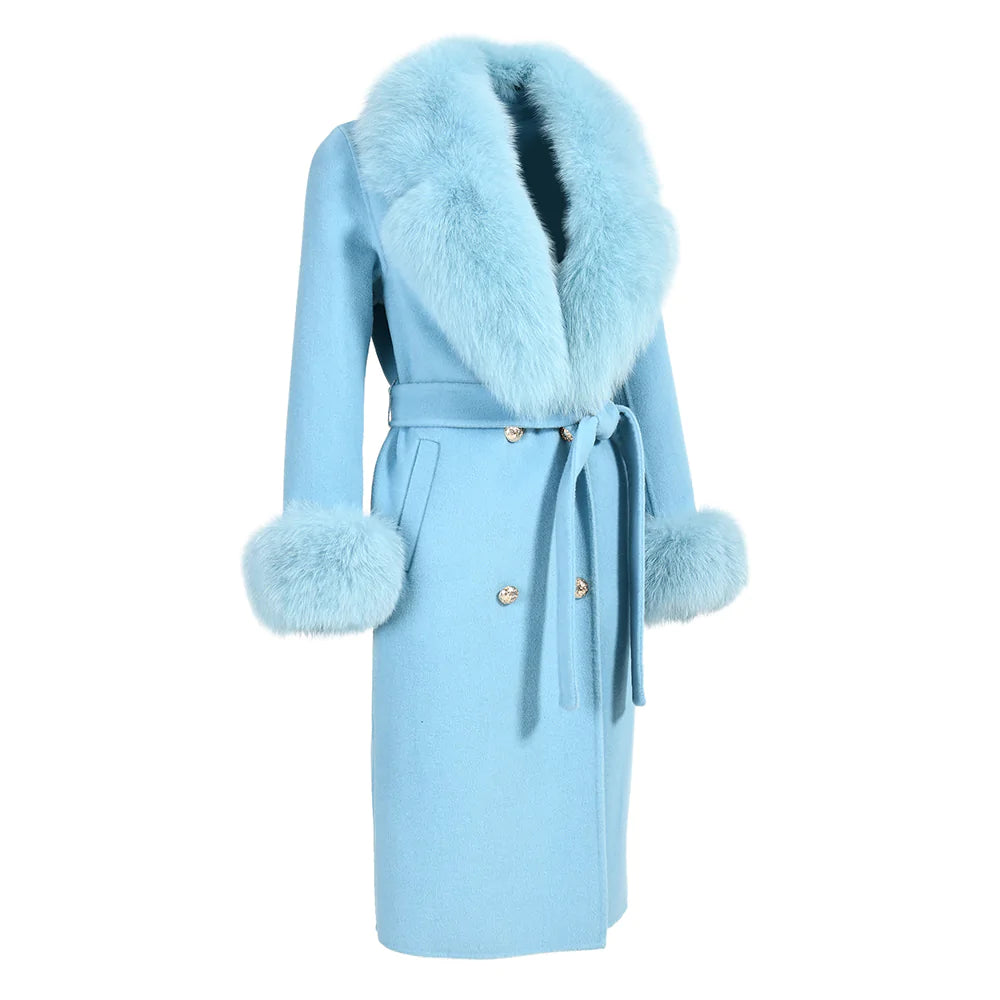 Coat Chic Light Blue Mixed Cashmere