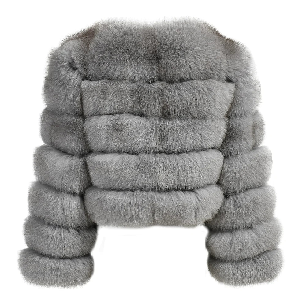 Rouge Light Grey Fox Fur Jacket