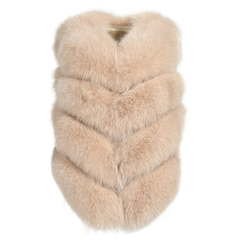 Ami Beige Fox Fur Vest