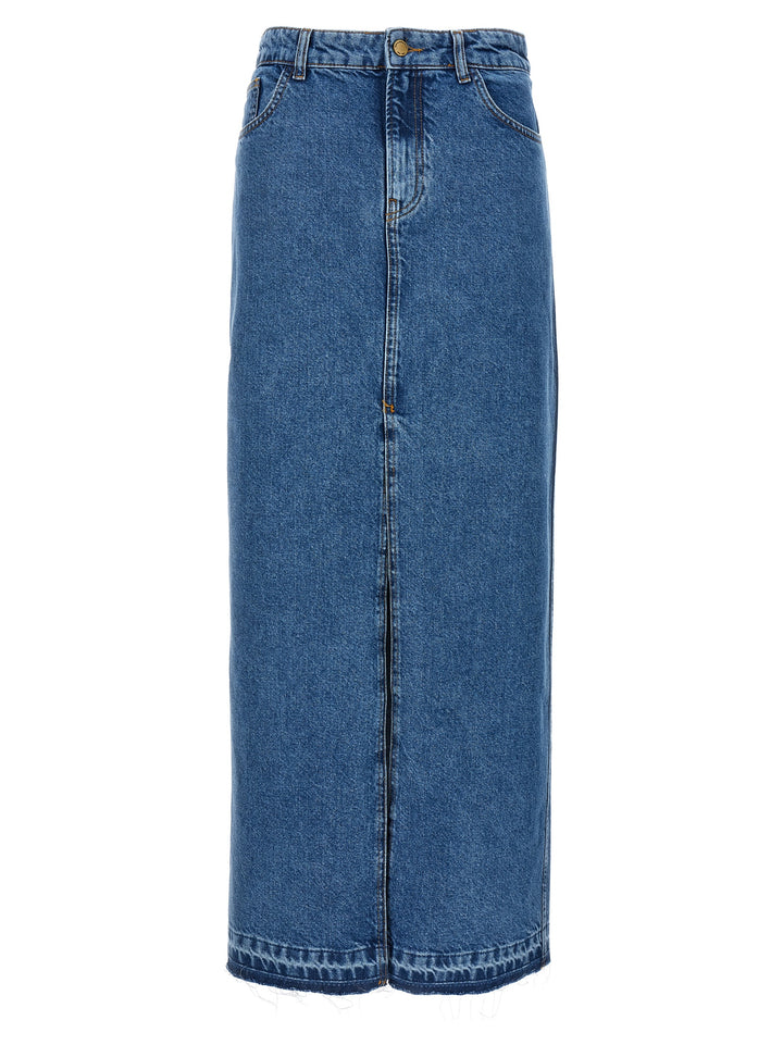 Denim Long Skirt Skirts Blue