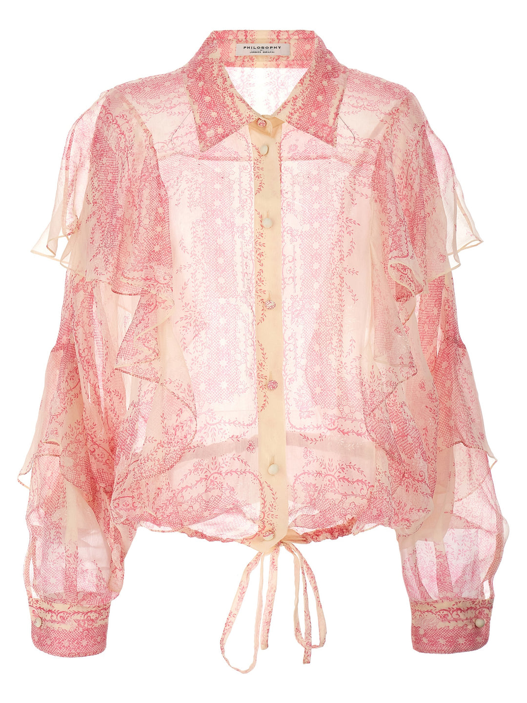 Silk CréPon Shirt Ruffles Shirt, Blouse Fuchsia