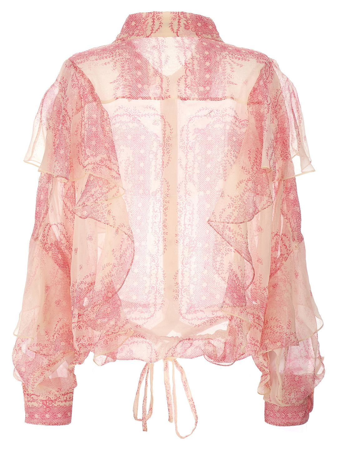 Silk CréPon Shirt Ruffles Shirt, Blouse Fuchsia