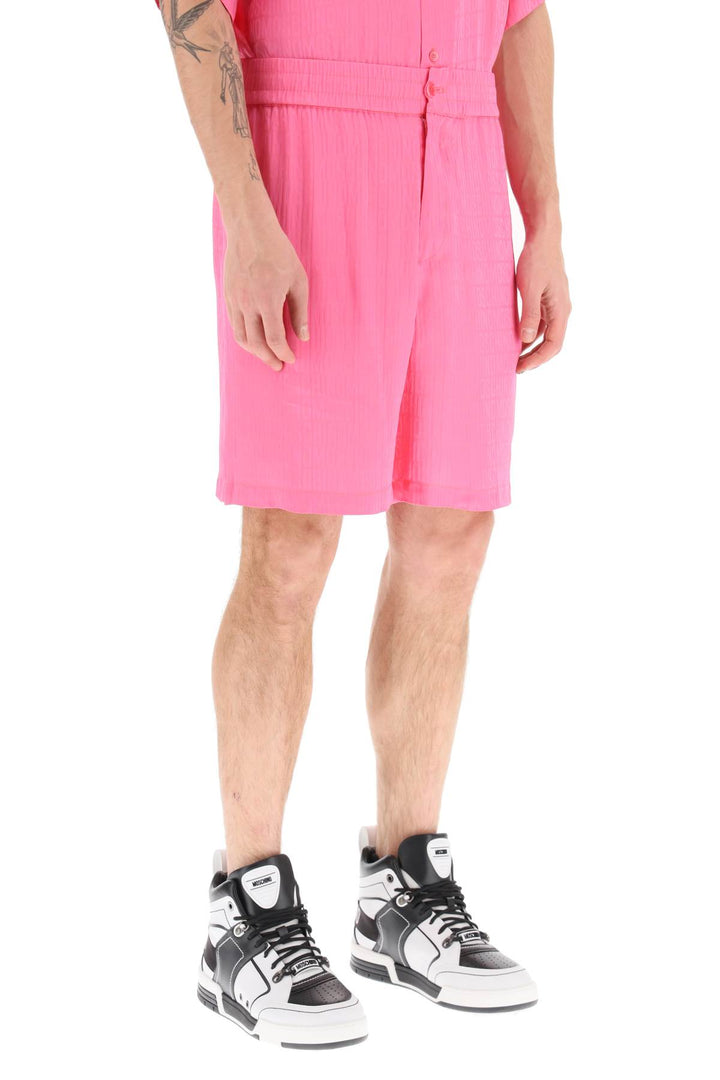 Monogram Silk And Viscose Shorts - Moschino - Men