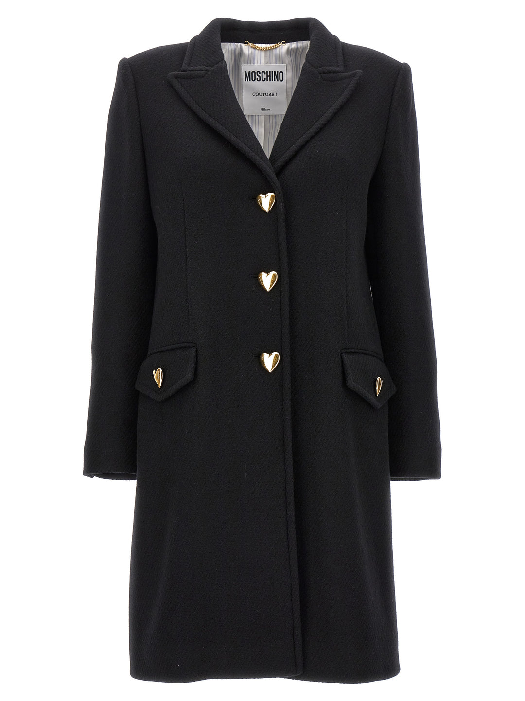 Heart Button Coat Coats, Trench Coats Black