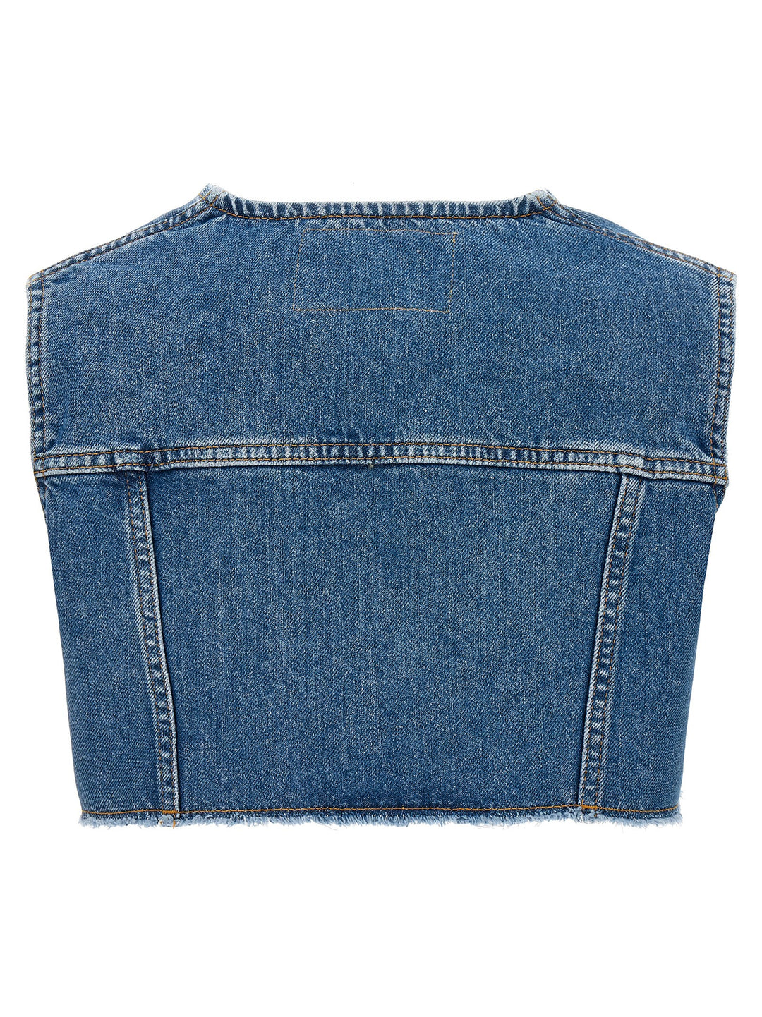 Denim Cropped Vest Gilet Blue