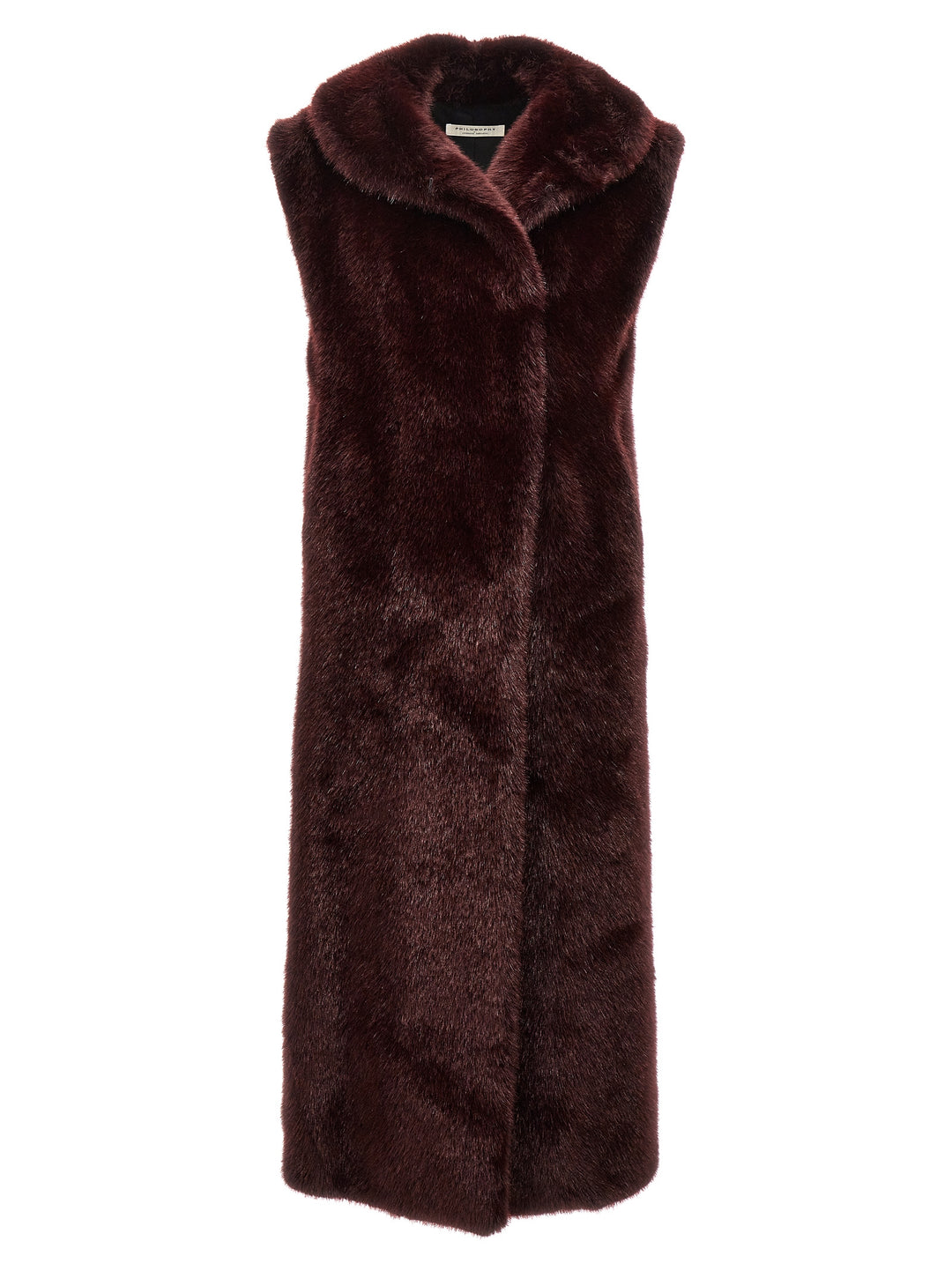 Extra Long Faux Fur Vest Gilet Red