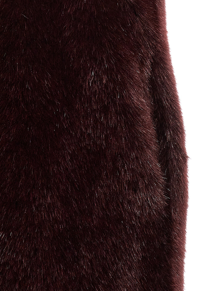 Extra Long Faux Fur Vest Gilet Red