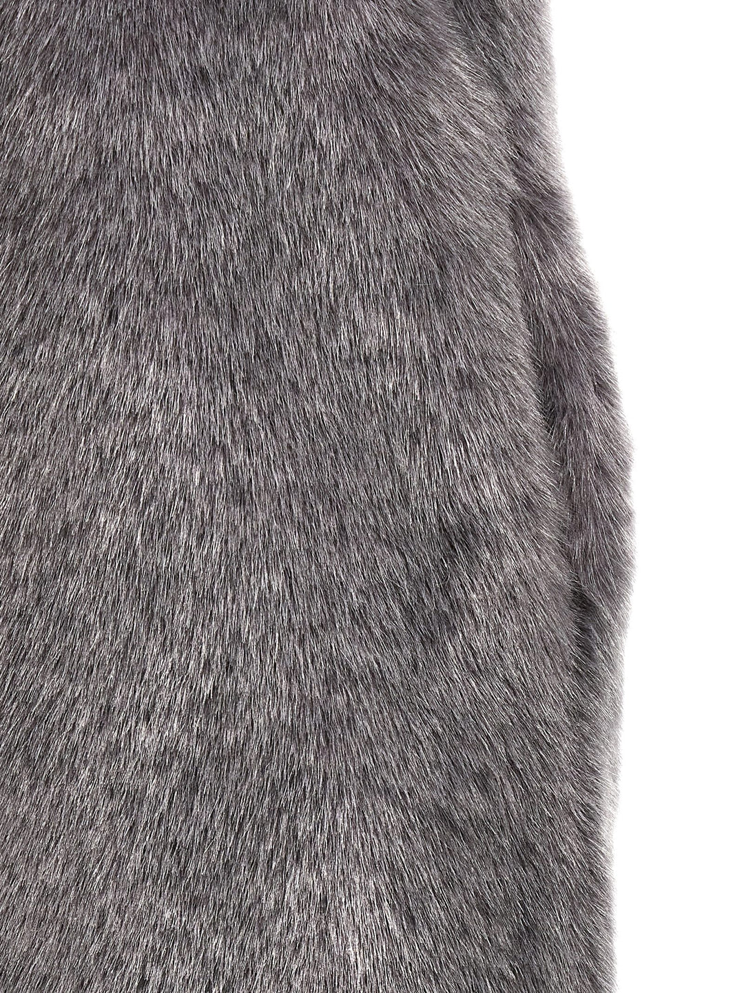 Extra Long Faux Fur Vest Gilet Gray