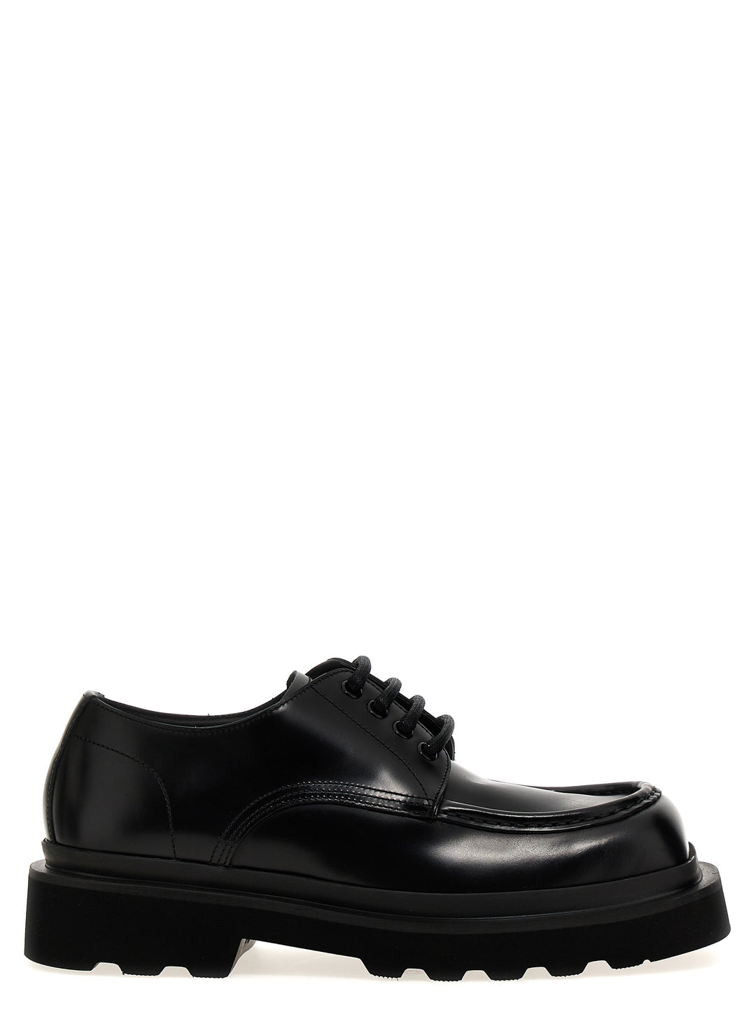 Brushed Leather Derby Lace Up Shoes Black