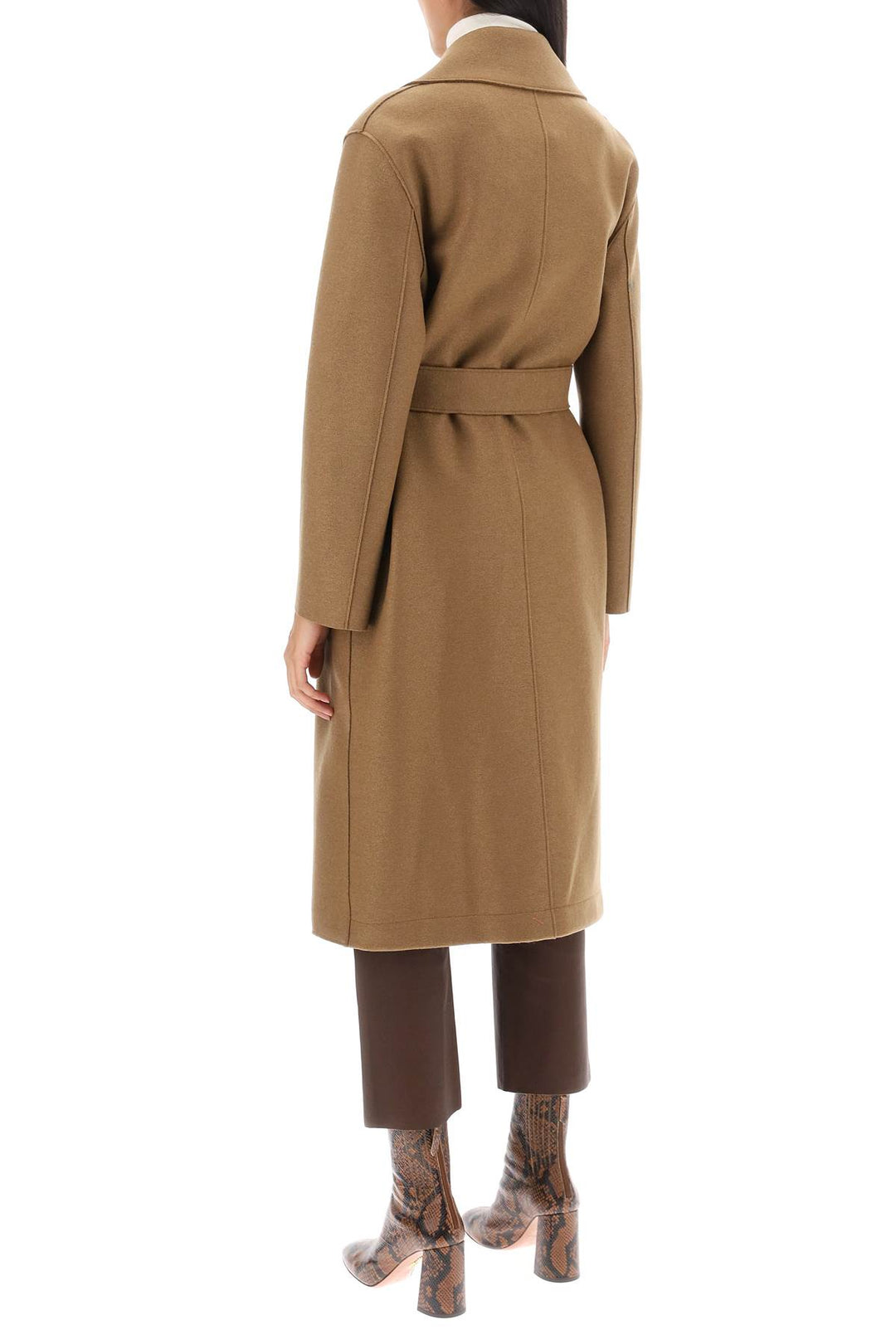 Long Robe Coat In Pressed Wool And Polaire - Harris Wharf London - Women