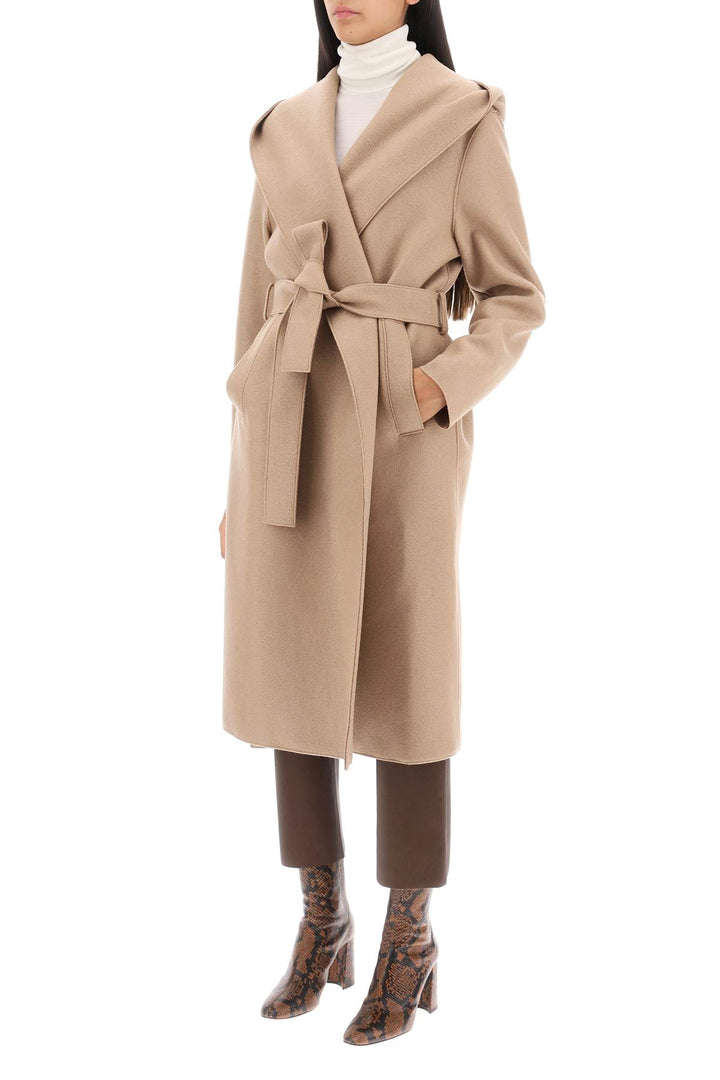 Hooded Robe Coat In Pressed Wool - Harris Wharf London - Women