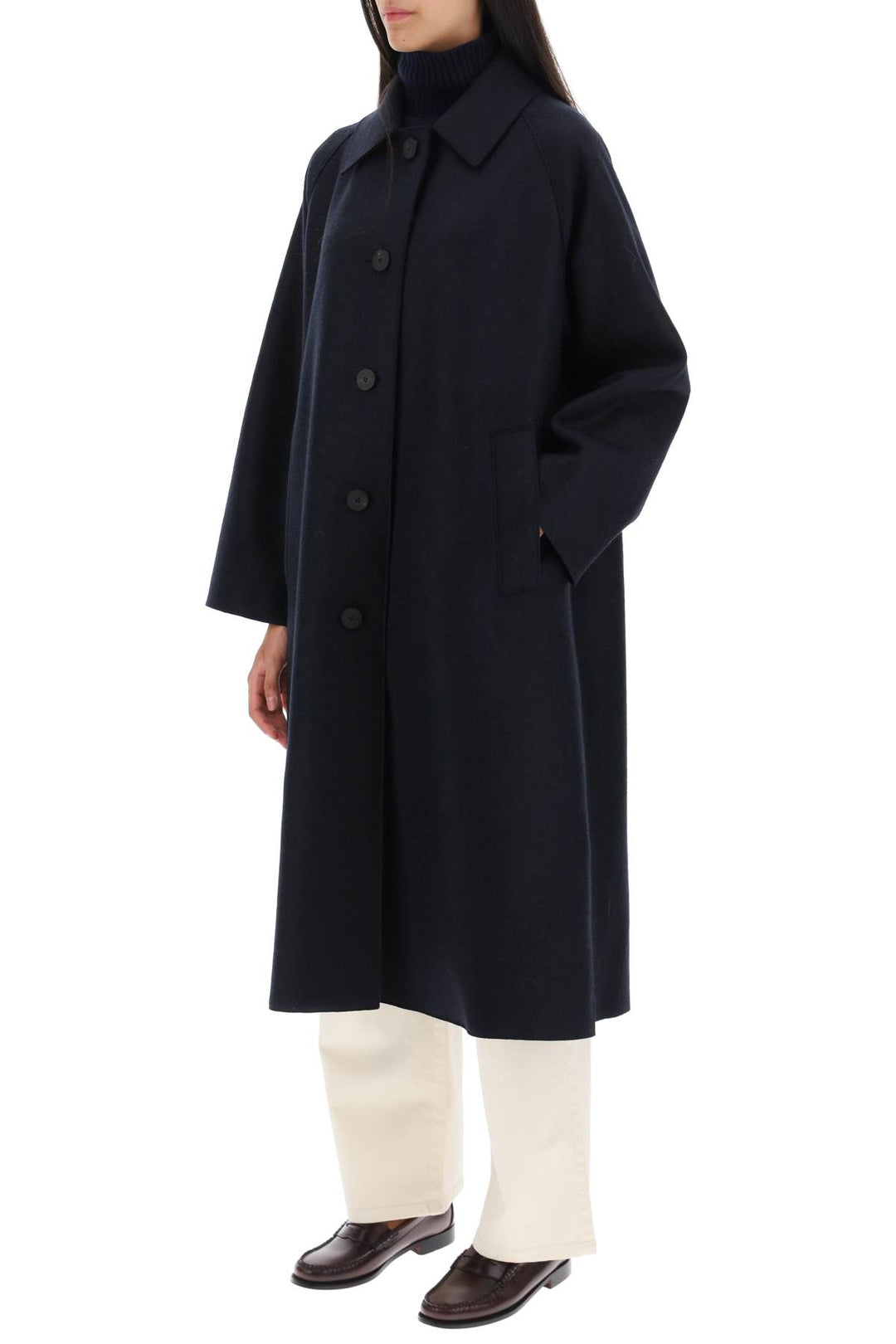 Balmacaan Coat In Pressed Wool - Harris Wharf London - Women