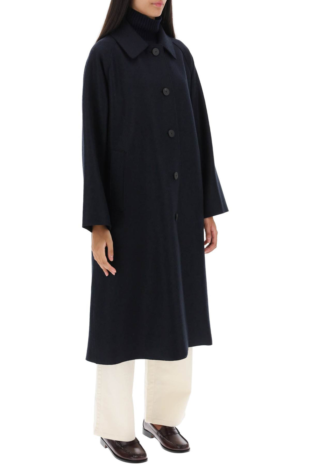 Balmacaan Coat In Pressed Wool - Harris Wharf London - Women