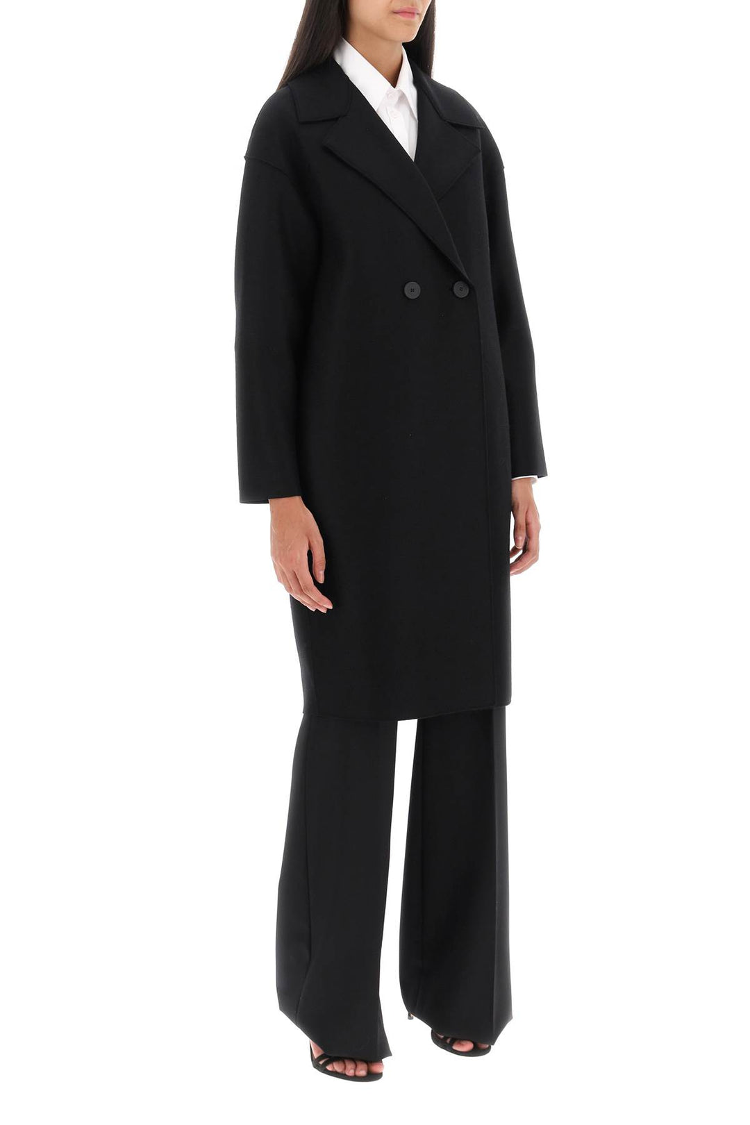 Cocoon Coat In Pressed Wool - Harris Wharf London - Women