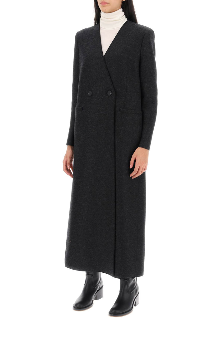 Collarless Coat In Pressed Wool - Harris Wharf London - Women