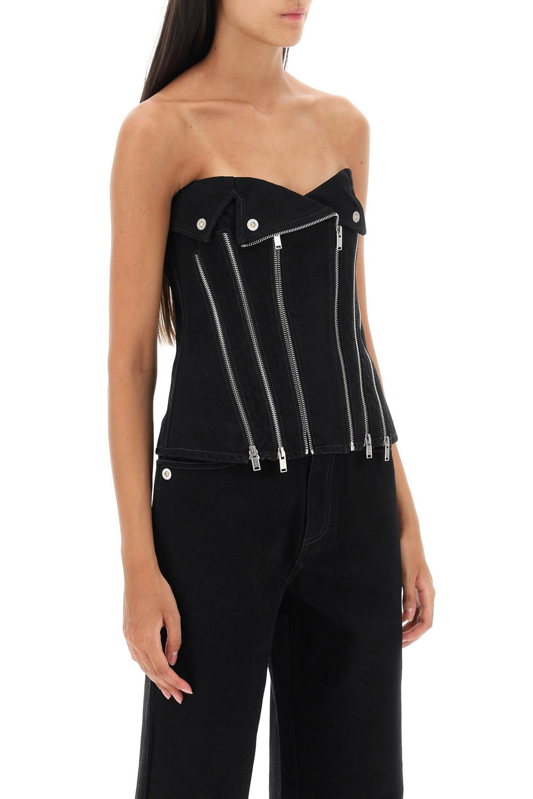 Denim Biker Corset Top - Dion Lee - Women