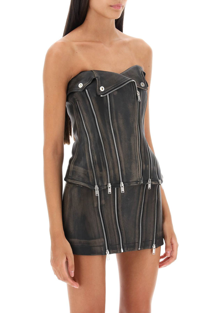 Leather Biker Corset Top - Dion Lee - Women