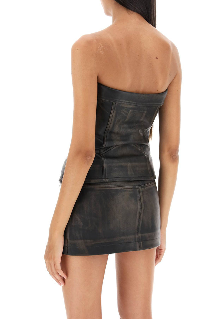 Leather Biker Corset Top - Dion Lee - Women