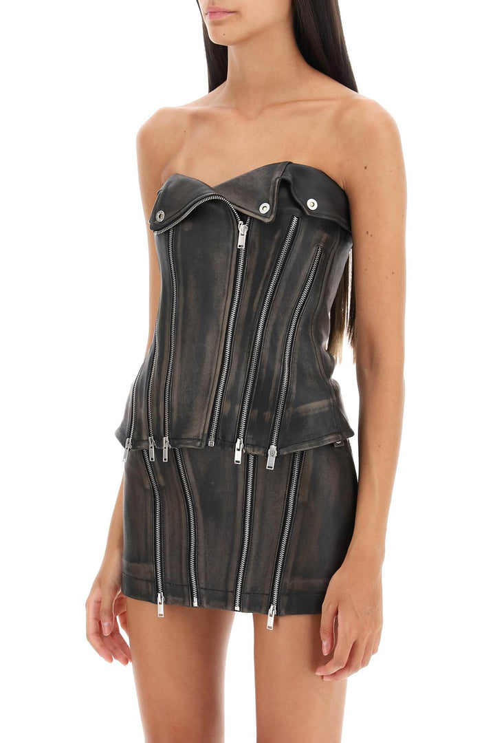 Leather Biker Corset Top - Dion Lee - Women