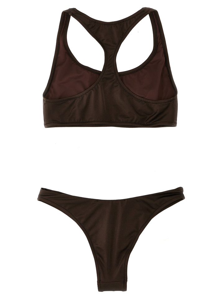 Logo Print Bikini Beachwear Brown