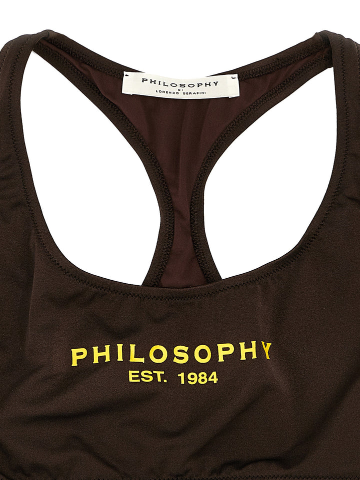 Logo Print Bikini Beachwear Brown