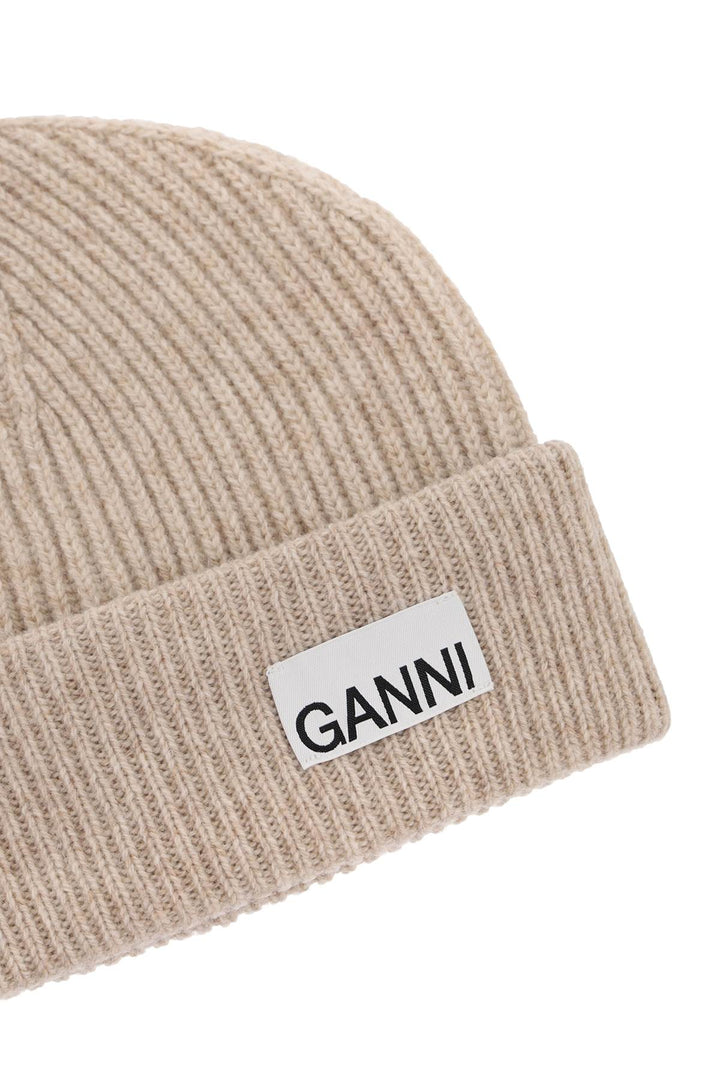 Beanie Hat With Logo Label - Ganni - Women