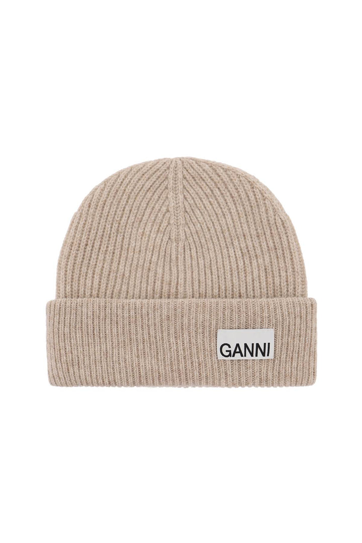 Beanie Hat With Logo Label - Ganni - Women