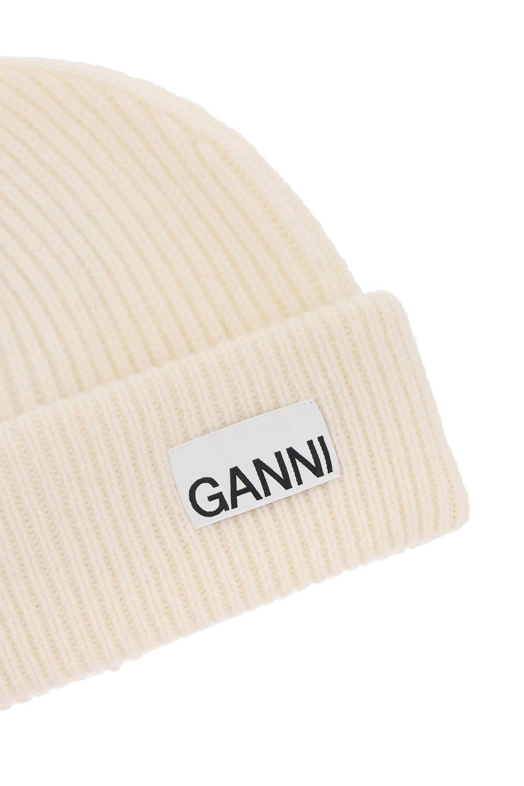 Beanie Hat With Logo Label - Ganni - Women