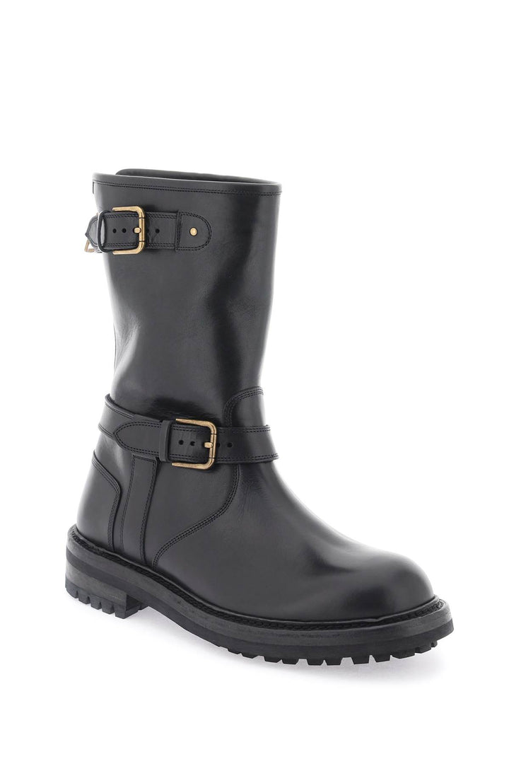 Leather Biker Boots - Dolce & Gabbana - Men