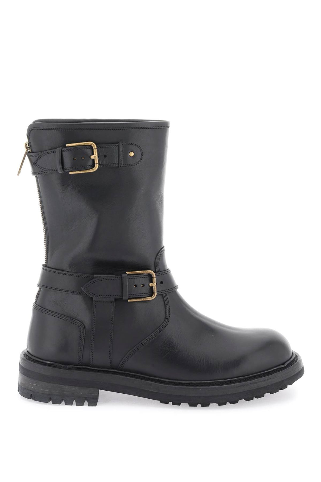 Leather Biker Boots - Dolce & Gabbana - Men