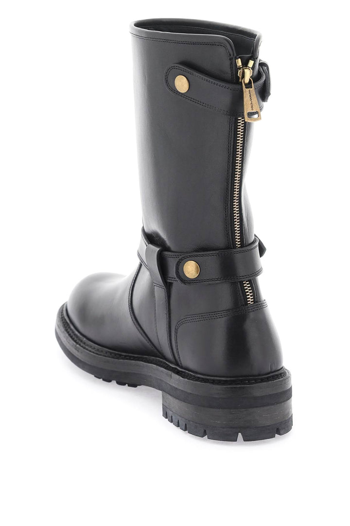 Leather Biker Boots - Dolce & Gabbana - Men