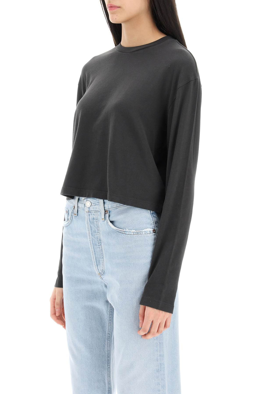 'Mason' Long Sleeve Cropped T Shirt - Agolde - Women