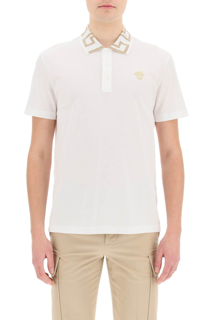 Taylor Fit Polo Shirt With Greca Collar - Versace - Men