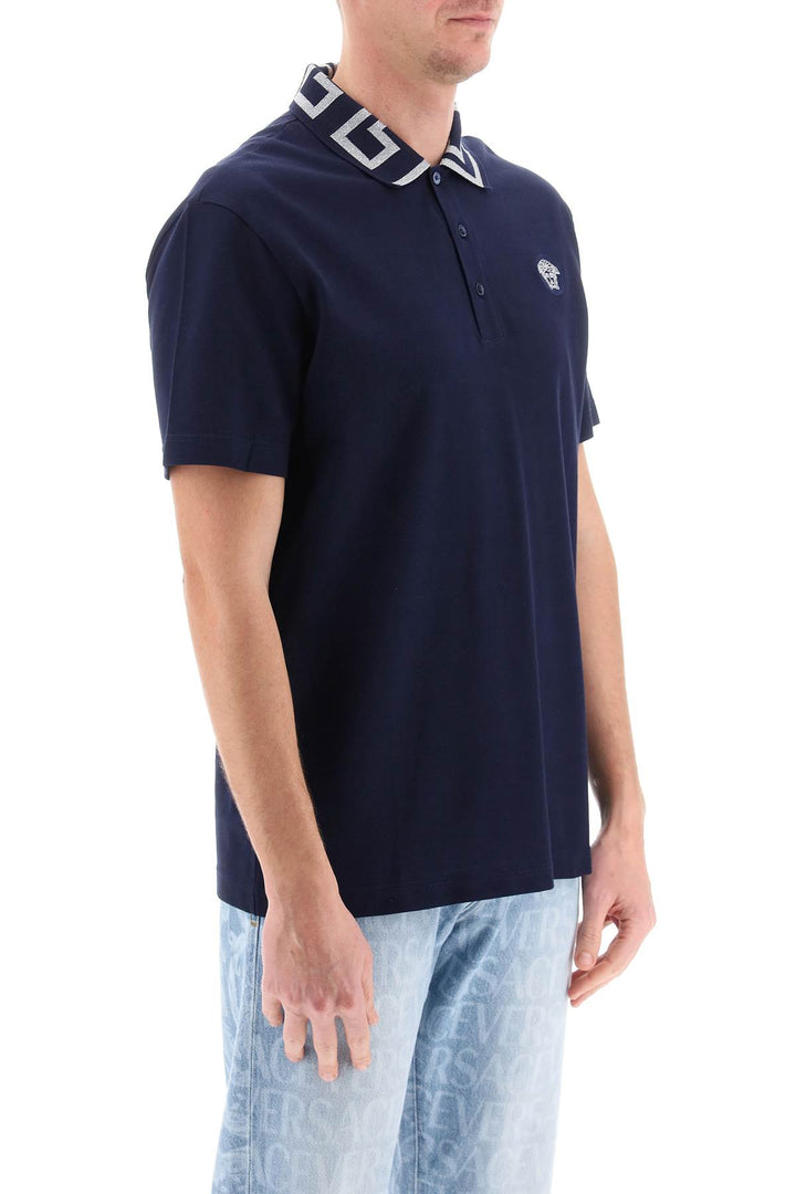 Polo Shirt With Greca Collar - Versace - Men