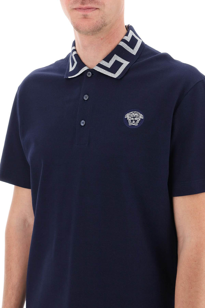 Polo Shirt With Greca Collar - Versace - Men