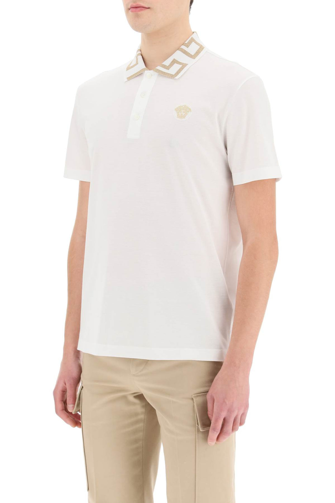 Taylor Fit Polo Shirt With Greca Collar - Versace - Men